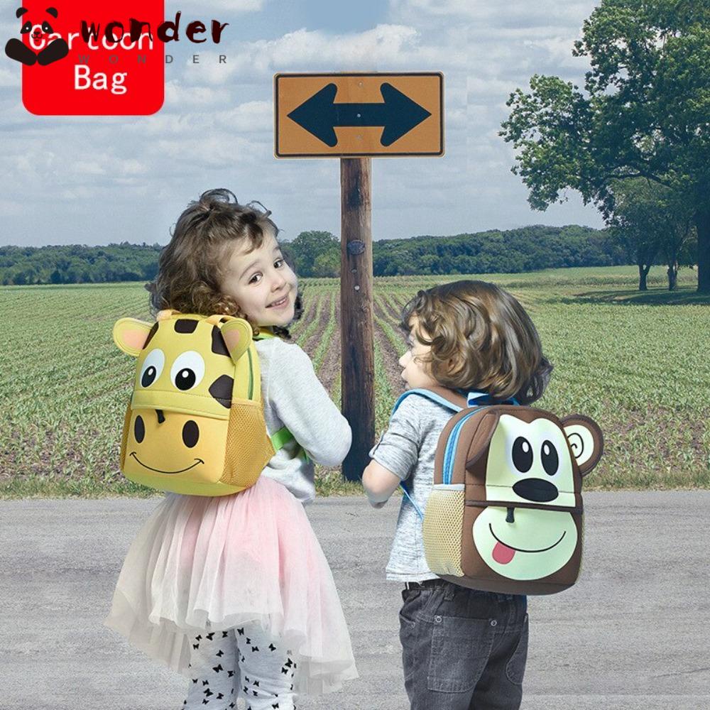 WONDER Ba Lô Mini Bằng Cao Su Tổng Hợp In Hình Thú Hoạt Hình 3D Dễ Thương Cho Trẻ Mẫu Giáo