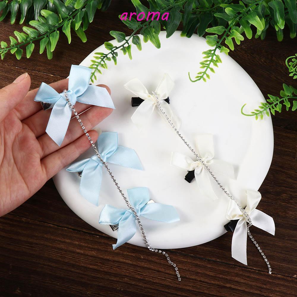 AROMA Kẹp Tóc Nơ Đính Đá Thời Trang Nữ Tính