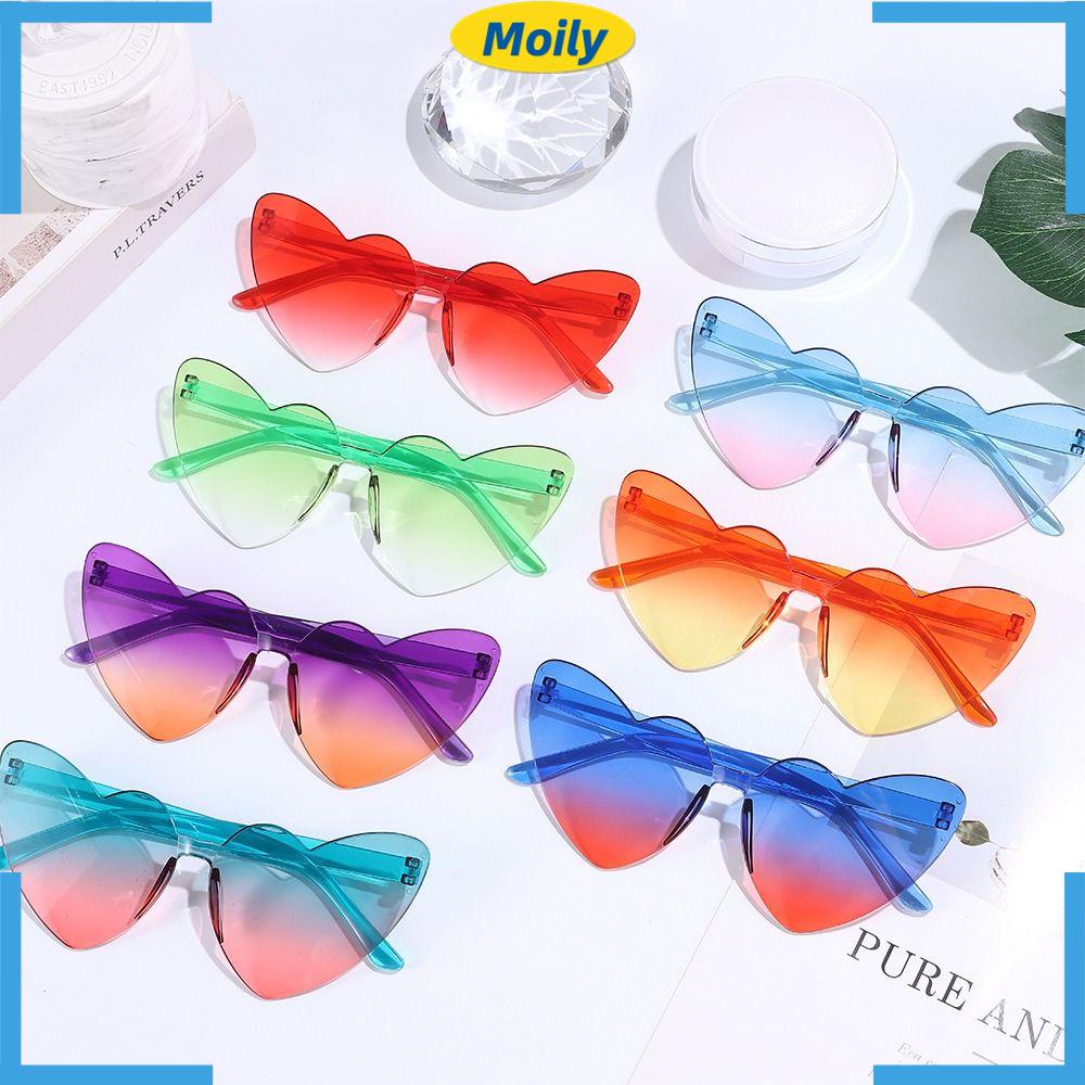 MOILYVN Kính Râm Hình Trái Tim Không Vành Chống Tia UV400 Màu Gradient Thời Trang