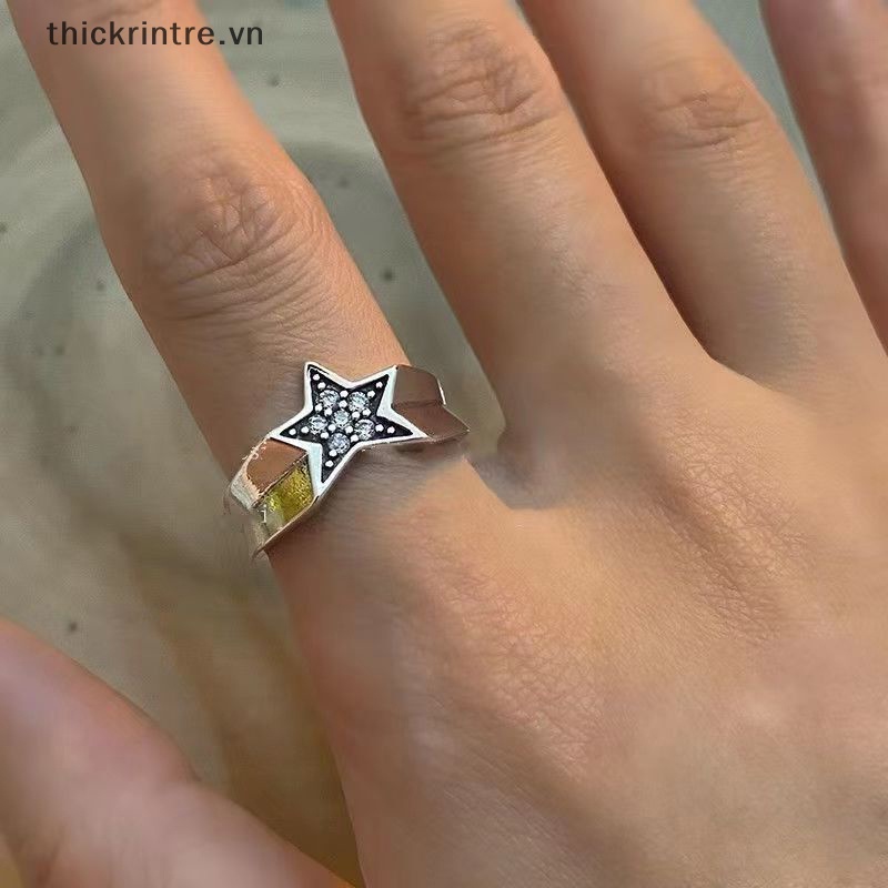 Nhẫn Hình Ngôi Sao Năm Cánh Bằng Kim Loại Phong Cách Harajuku Vintage Cho Nữ Y2K Grunge VN