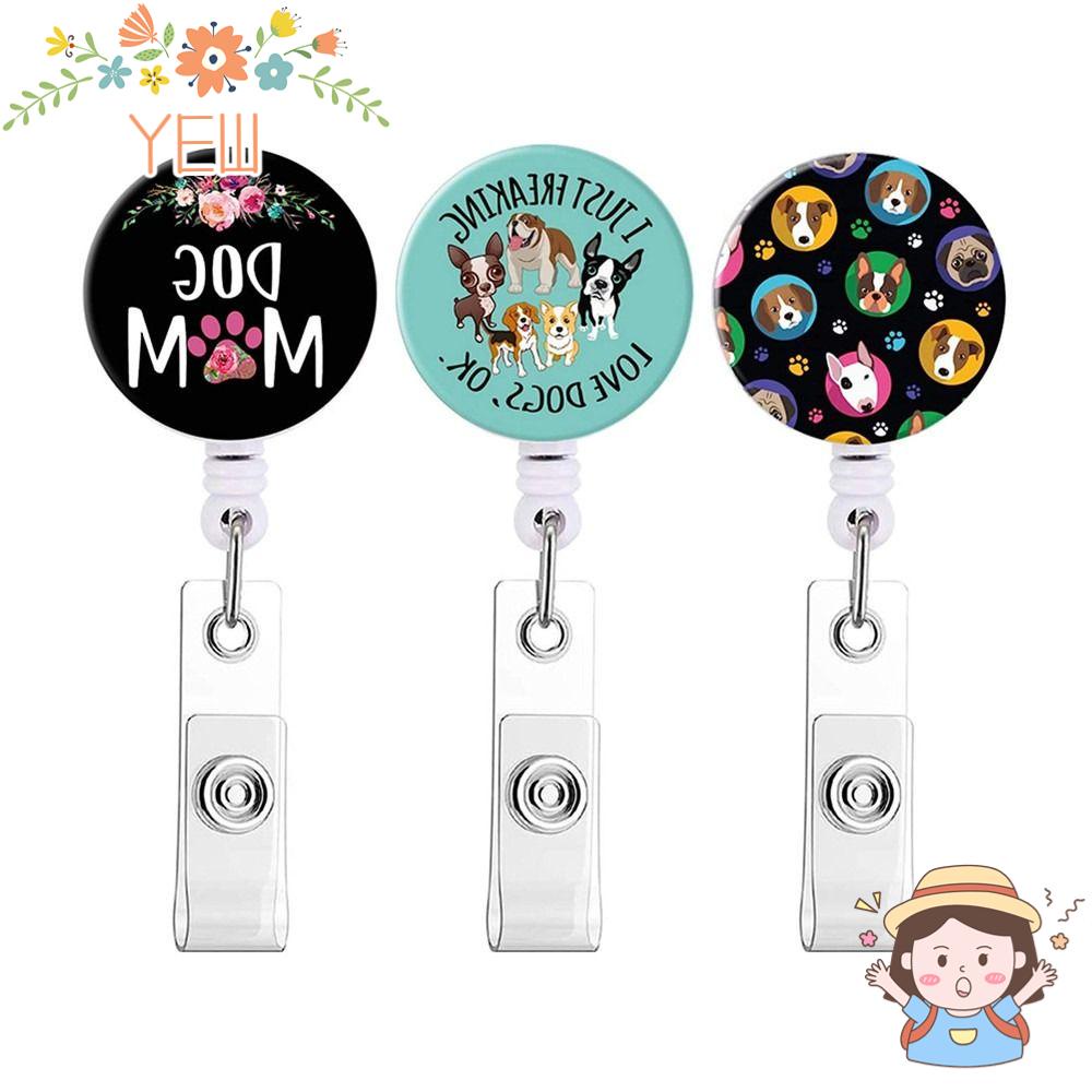 YEW Set 3 Móc Khóa Đựng Thẻ Id Bằng ABS Hình Dấu Chân Chó Bền Bỉ Có Thể Thu Gọn Cho Văn Phòng