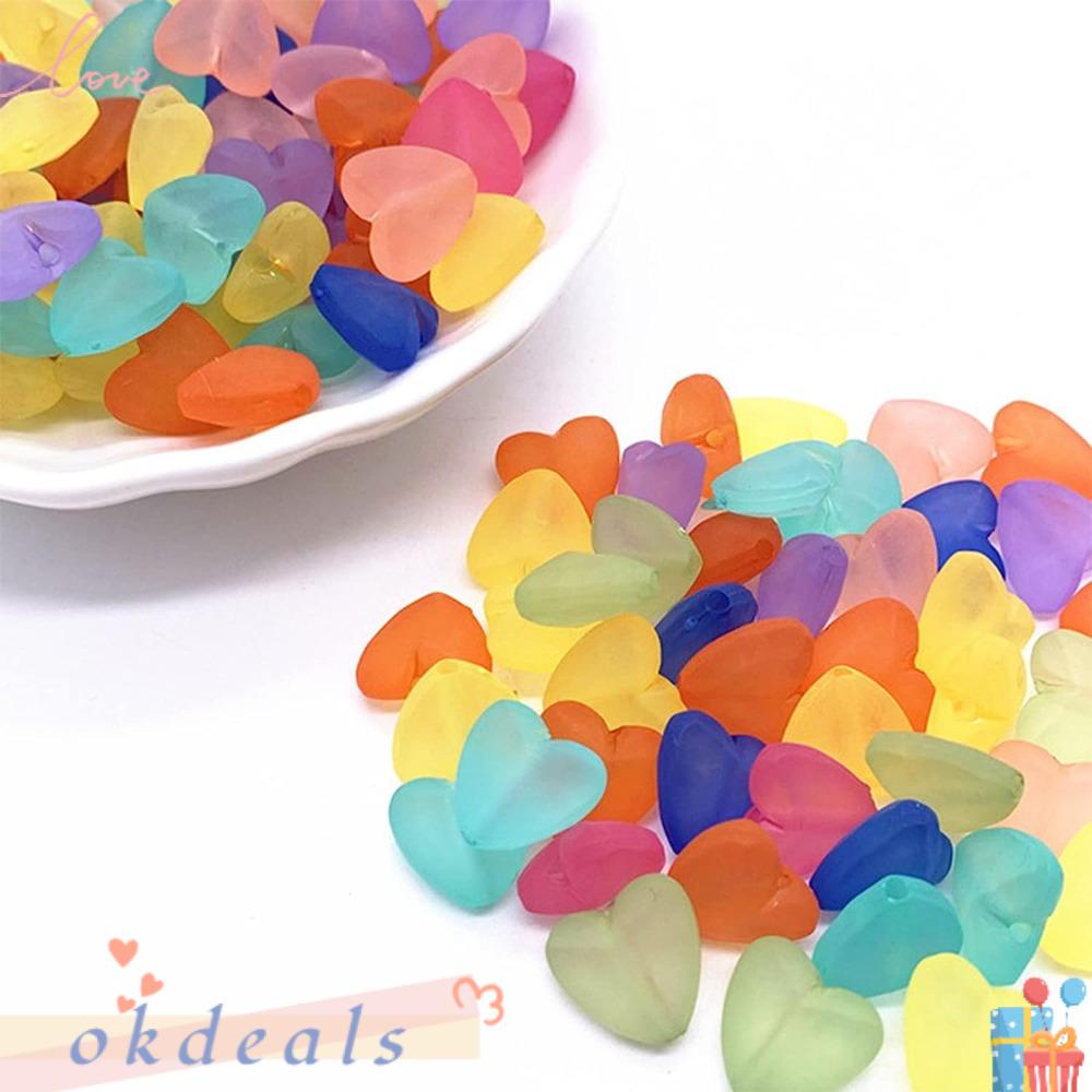 OKDEALS Set 300 Hạt Xỏ Lỗ Trái Tim Bằng Acrylic Trong Suốt 12mm Nhiều Màu Sắc Dùng Để Làm Trang Sức Vòng Đeo Tay