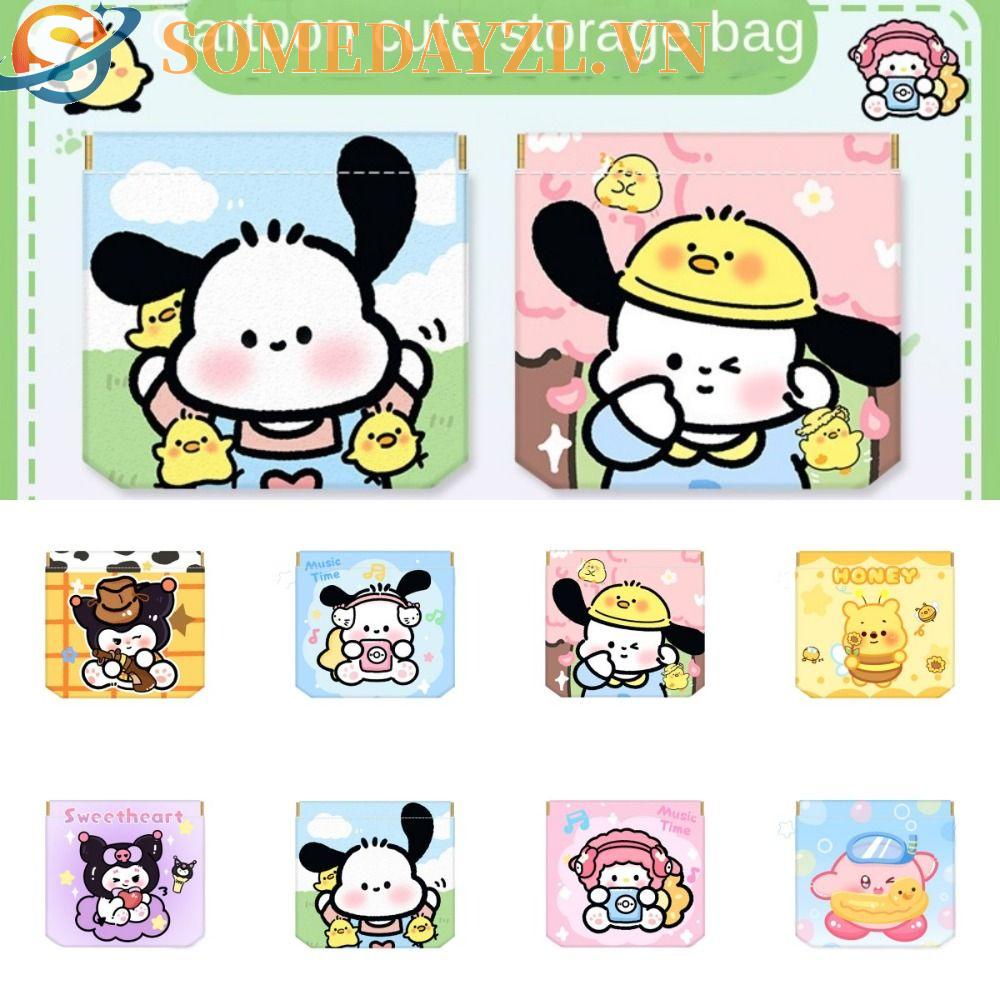 SOMEDAYZL Túi Đựng Mỹ Phẩm / Tiền Xu Bằng Da PU Hình Vuông Tự Đóng Tiện Dụng Cho Nữ