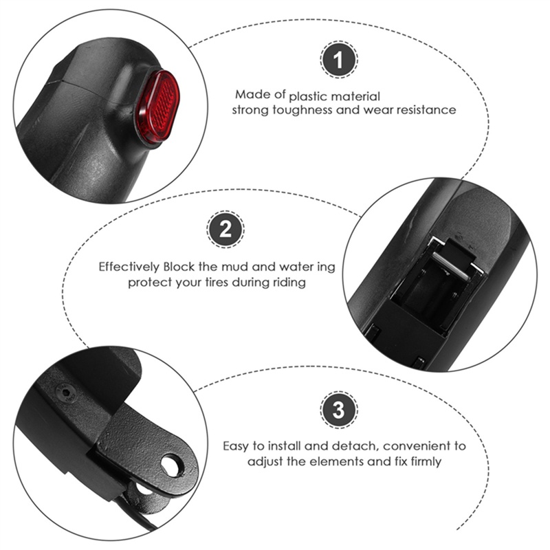 FENDER Tấm Chắn Bùn Phía Sau + Đèn Đuôi Thay Thế Cho Ván Trượt E Scooter Điện