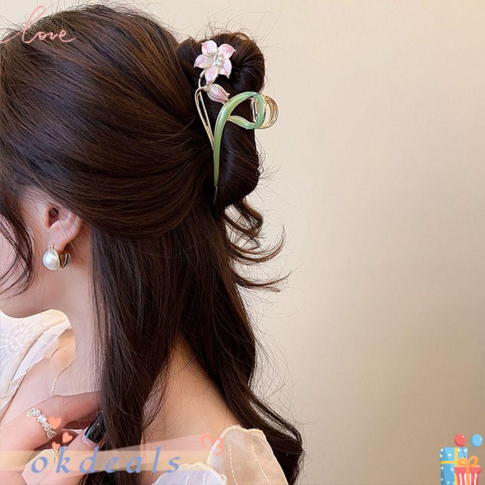 OKDEALS Kẹp Tóc Hoa Lớn Bằng Hợp Kim