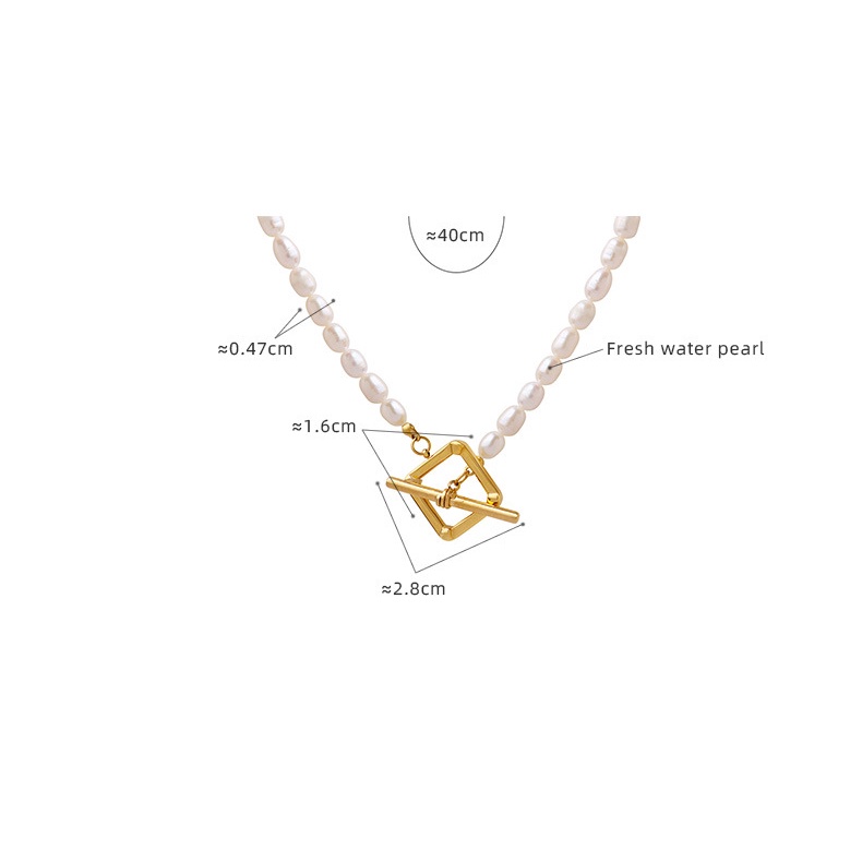 Vòng Cổ Chuỗi Hạt Ngọc Trai Hình Oval Bằng Thép Titan Mạ Vàng Thời Trang Thanh Lịch Dành Cho Nữ