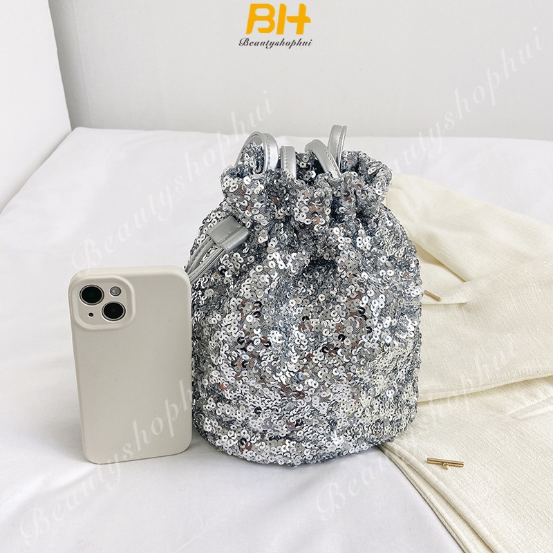 Túi Xách Đeo Chéo Một Bên Vai Đính Kim Sa Di Động Thời Trang Hàn Quốc Mới 2023 Cho Nữ