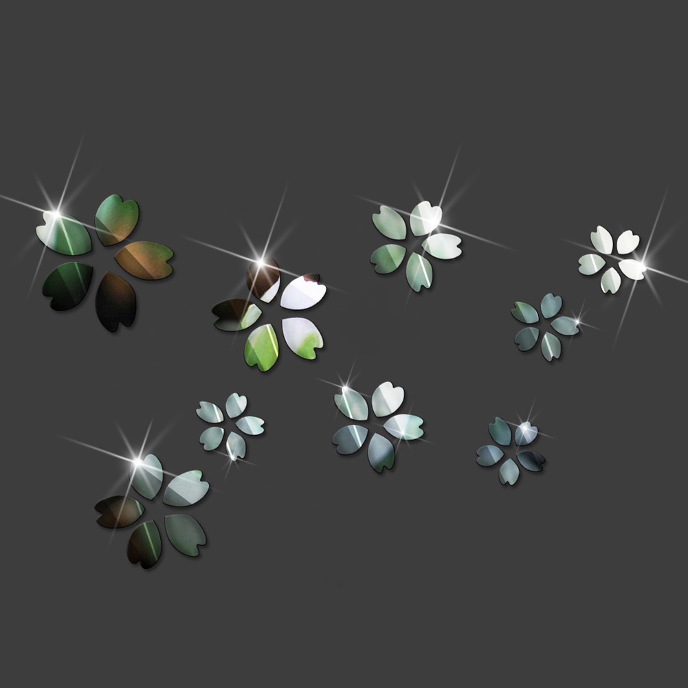 Bộ 9 Miếng Dán Tường Tráng Gương Hình Hoa 3D DIY Trang Trí Nhà Cửa