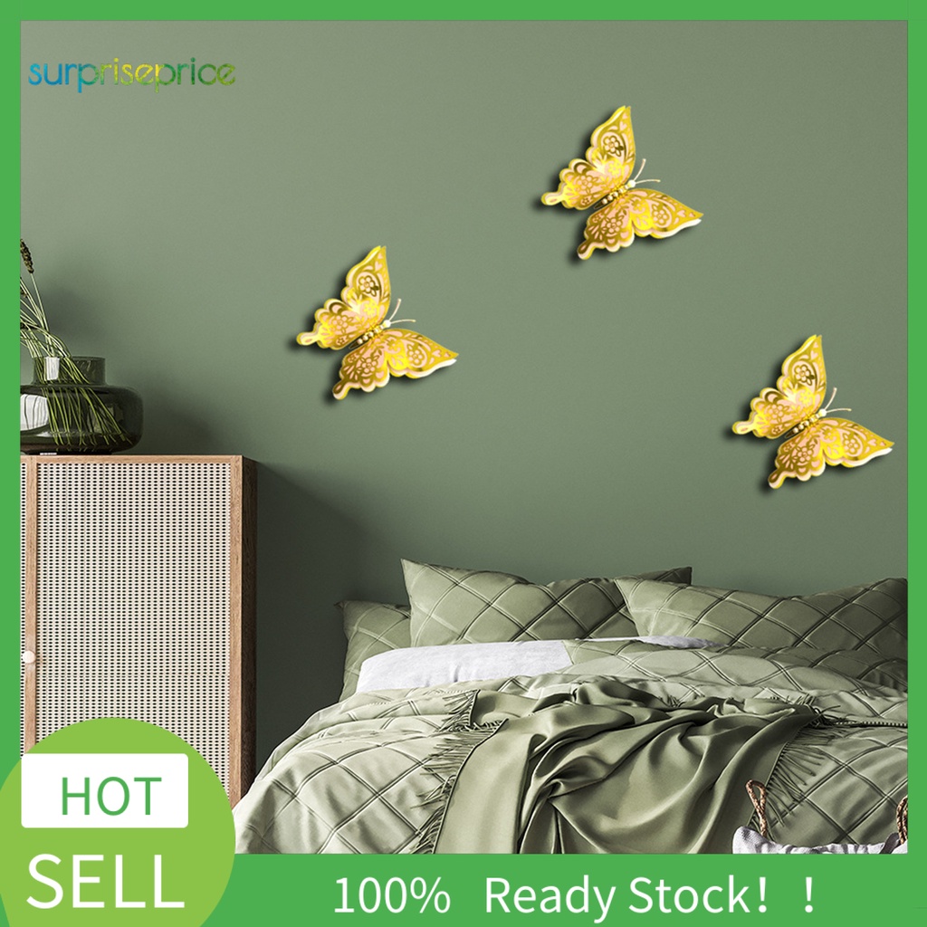 Miếng Dán Tường Bốn Lớp Họa Tiết Bướm 3D Độc Đáo Trang Trí Nhà Cửa