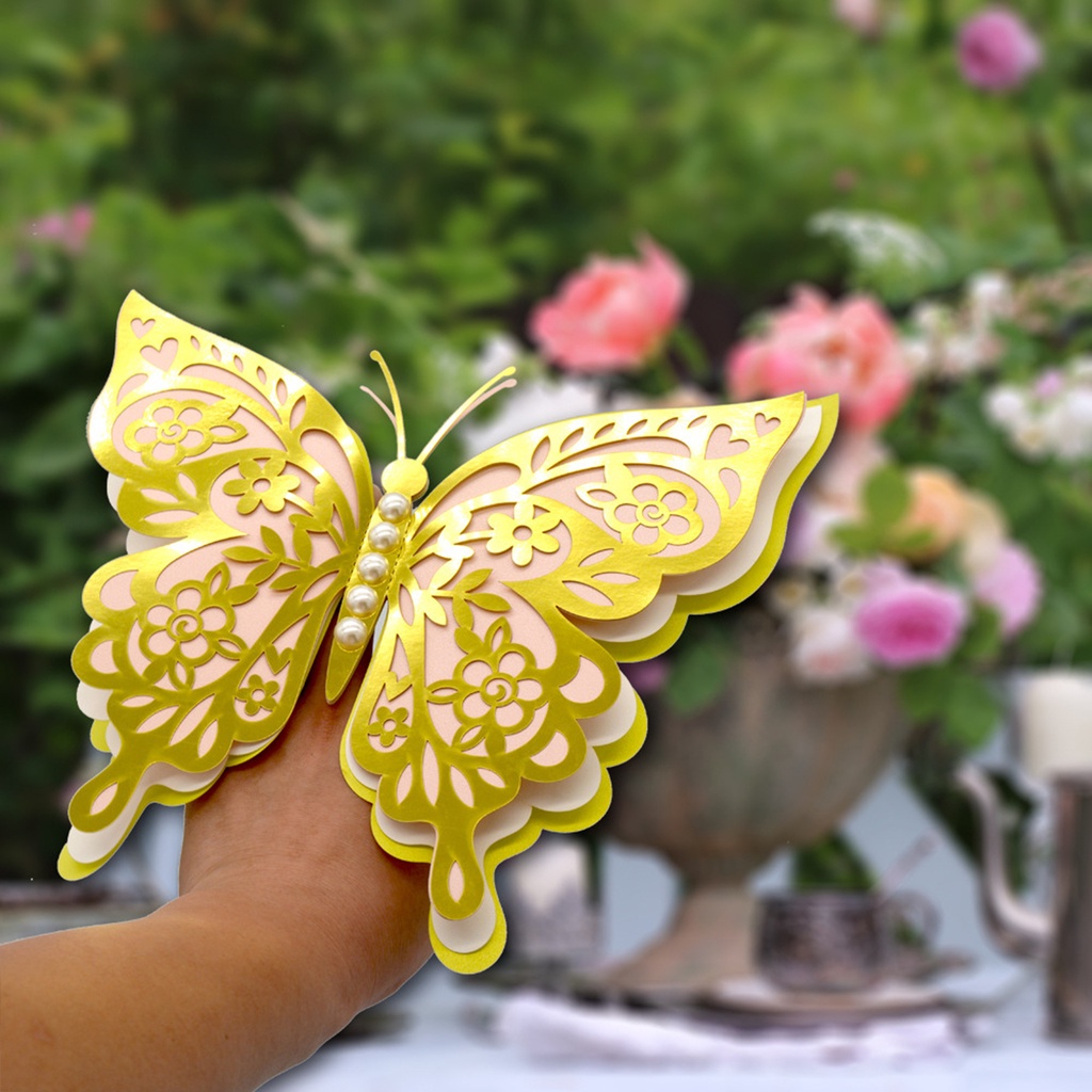 Miếng Dán Tường Bốn Lớp Họa Tiết Bướm 3D Độc Đáo Trang Trí Nhà Cửa