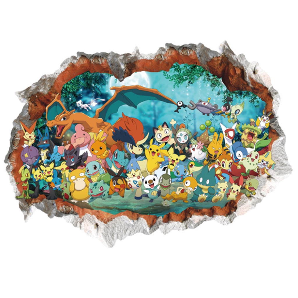 Miếng Dán Tường Bằng PVC Họa Tiết Hoạt Hình 3D Cỡ Lớn Chống Thấm Nước Có Thể Tháo Rời Trang Trí Nhà Cửa