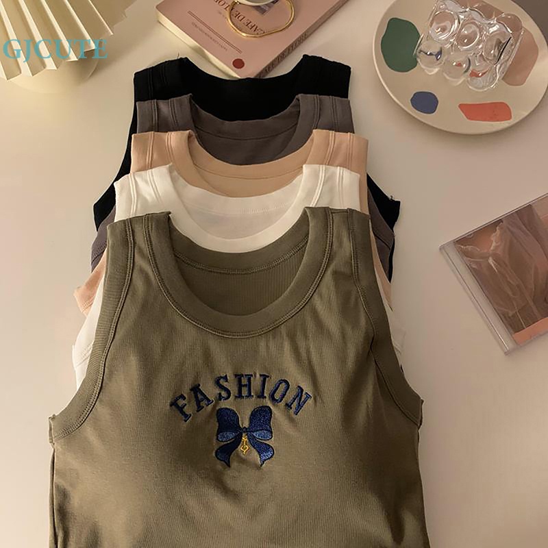 Áo Hai Dây Cổ Tròn Thêu Chữ Thời Trang Mùa Hè Dành Cho Nữ