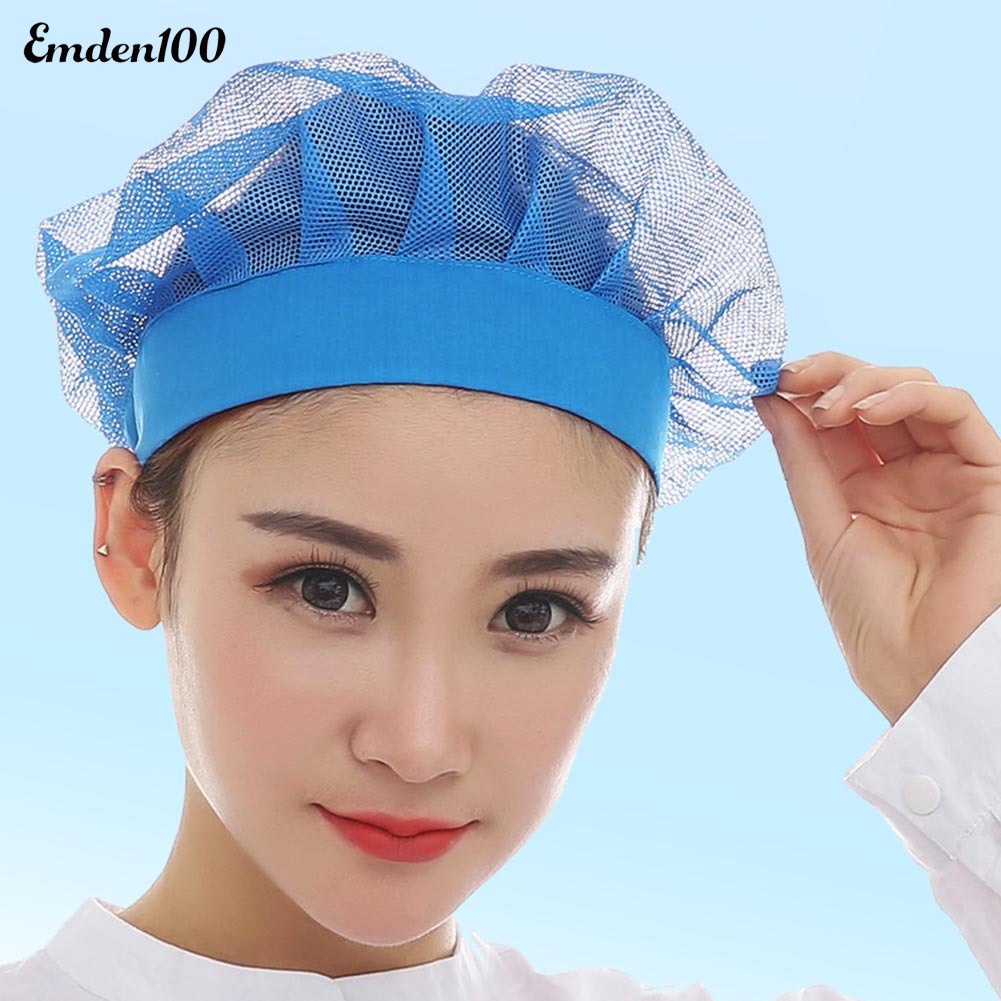 [EMDEN] Mũ Đầu Bếp Nhà Máy Unisex Phối Lưới Thoáng Khí Có Thể Điều Chỉnh