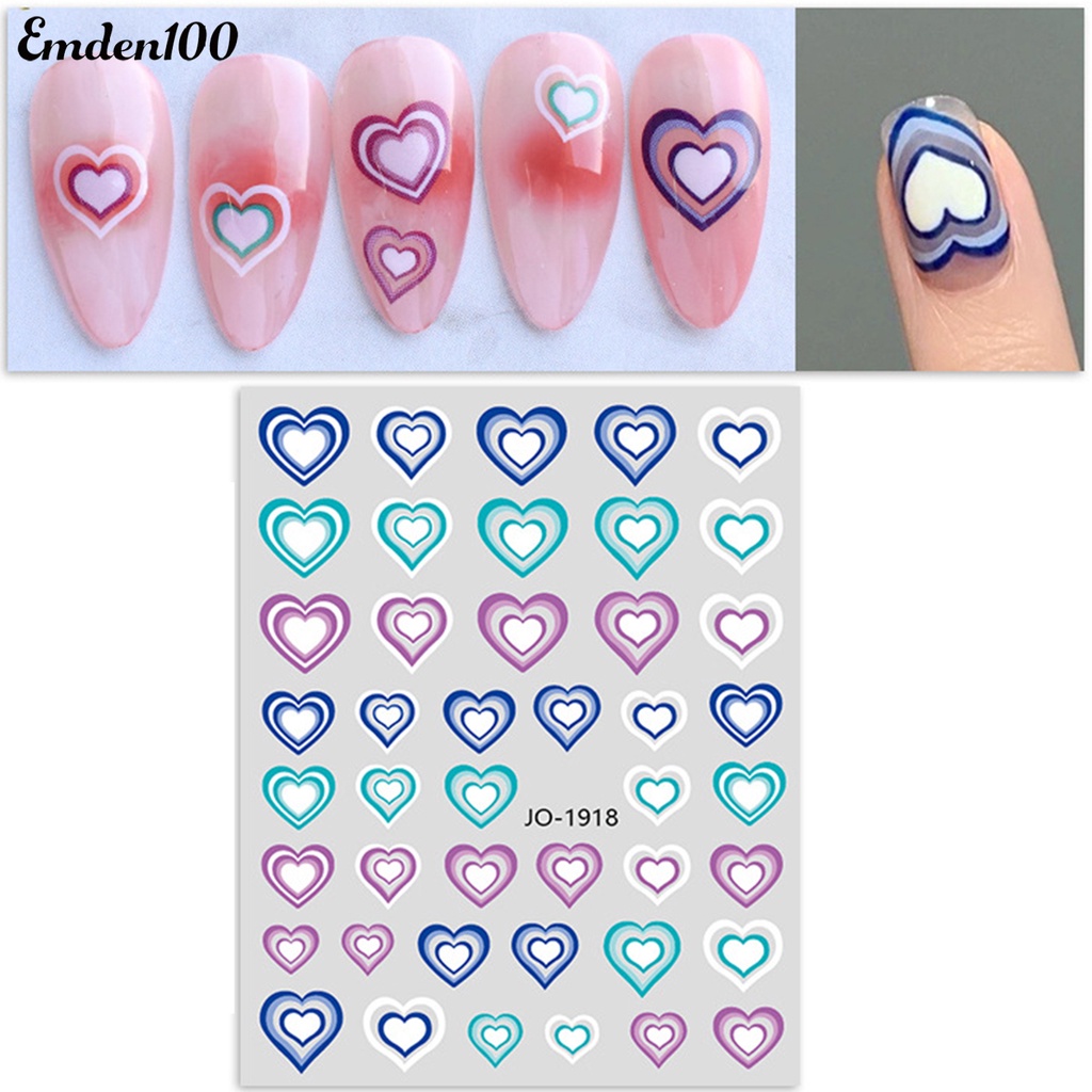 Miếng Dán Móng Tay Tự Dính Chống Thấm Nước Họa Tiết Trái Tim