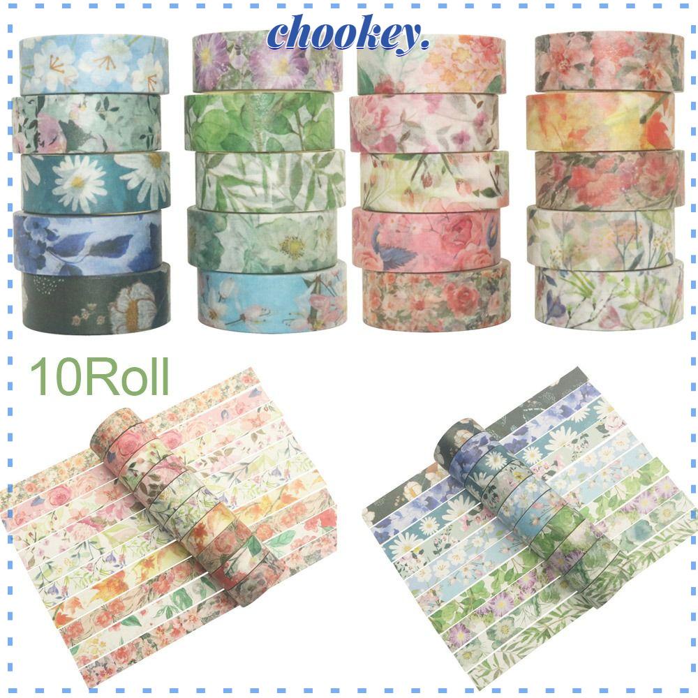 CHOOKEY 10 Cuộn Băng Dính Với Họa Tiết Theo Phong Cách Kawaii Dùng Trang Trí Scrapbook