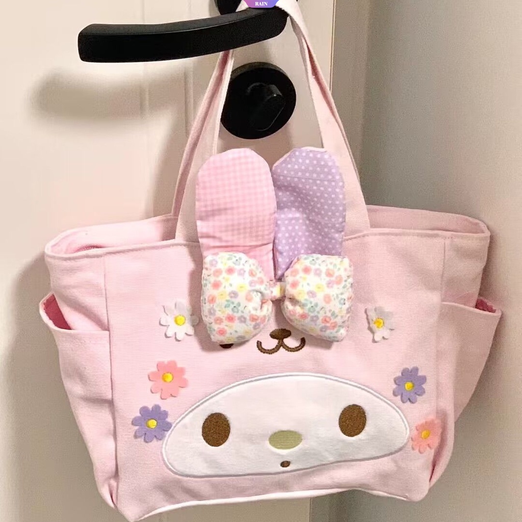 Sanrio Túi vải Sức Chứa Lớn Họa Tiết My Melody Dễ Thương Có Khóa Kéo Cho Nữ