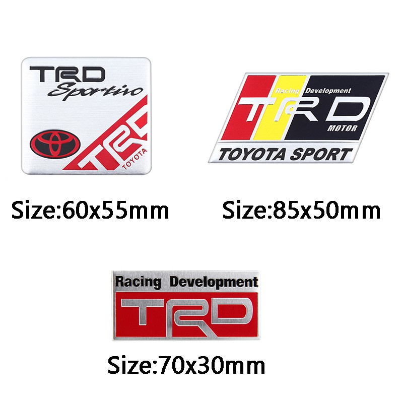 Nhãn Dán Kim Loại Chữ TRD Sports VIos Yaris Corolla Cross Veloz Wish Revo CHR Avanza Fortuner Rush Innova raize Calya Rav4 Phụ Kiện Cho Thân Xe Hơi Toyota TRD Sports VIos Yaris