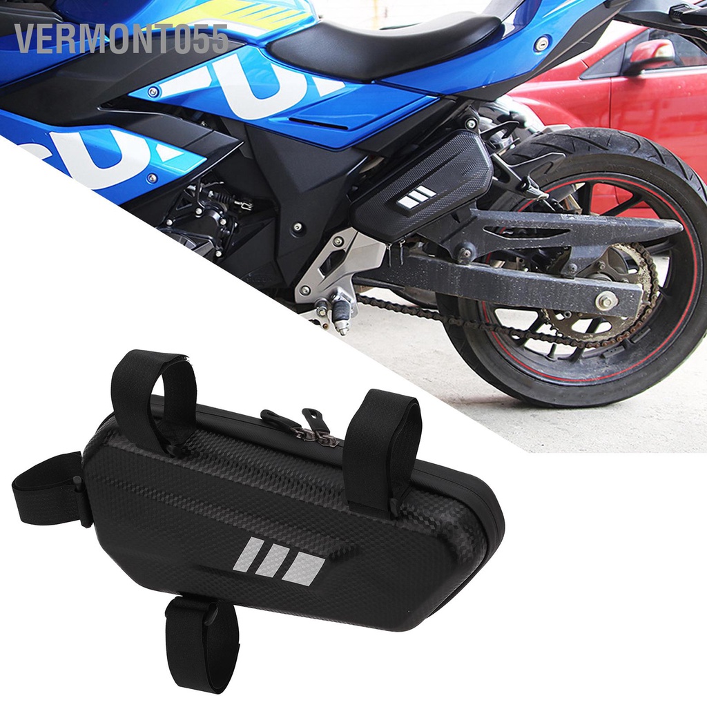 Vermont055 Túi Yên Xe Máy Vỏ Cứng Treo Bên Da PU Cho Khung Giá Đỡ Trái Màu Đen