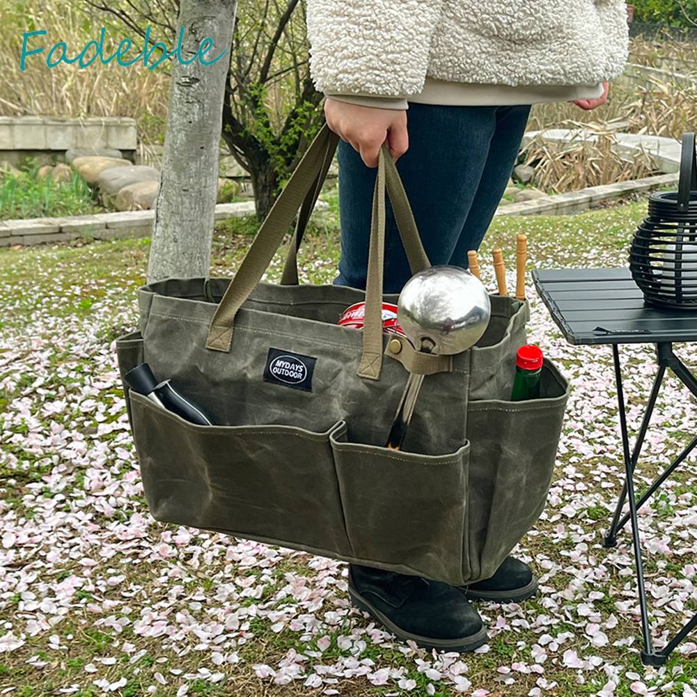 Hộp Đựng Đồ Cắm Trại Nhiều Ngăn Bằng Vải Canvas Chống Nước Có Thể Gấp Gọn