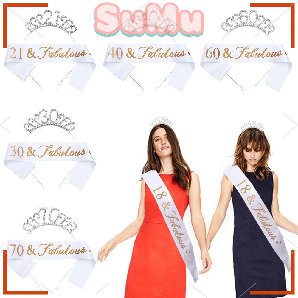 SUMU Vương Miện Nữ Hoàng Mạ Bạc Lấp Lánh Kỉ Niệm Lần Thứ 18 / 21 / 30 / 40 / 50 / 60 / 70