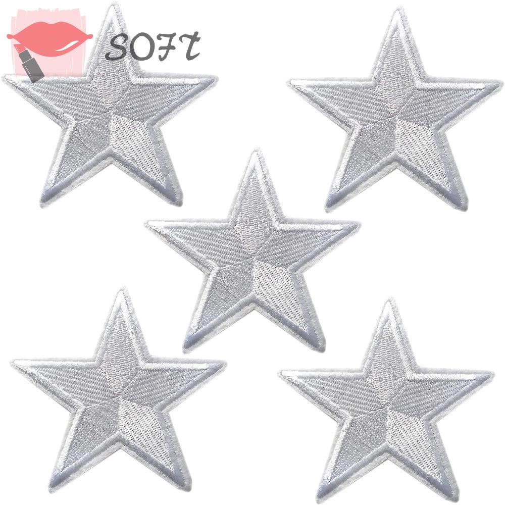 SOFTNESS Set 5 Miếng Vá Quần Áo Bằng Cotton Thêu Hình Ngôi Sao