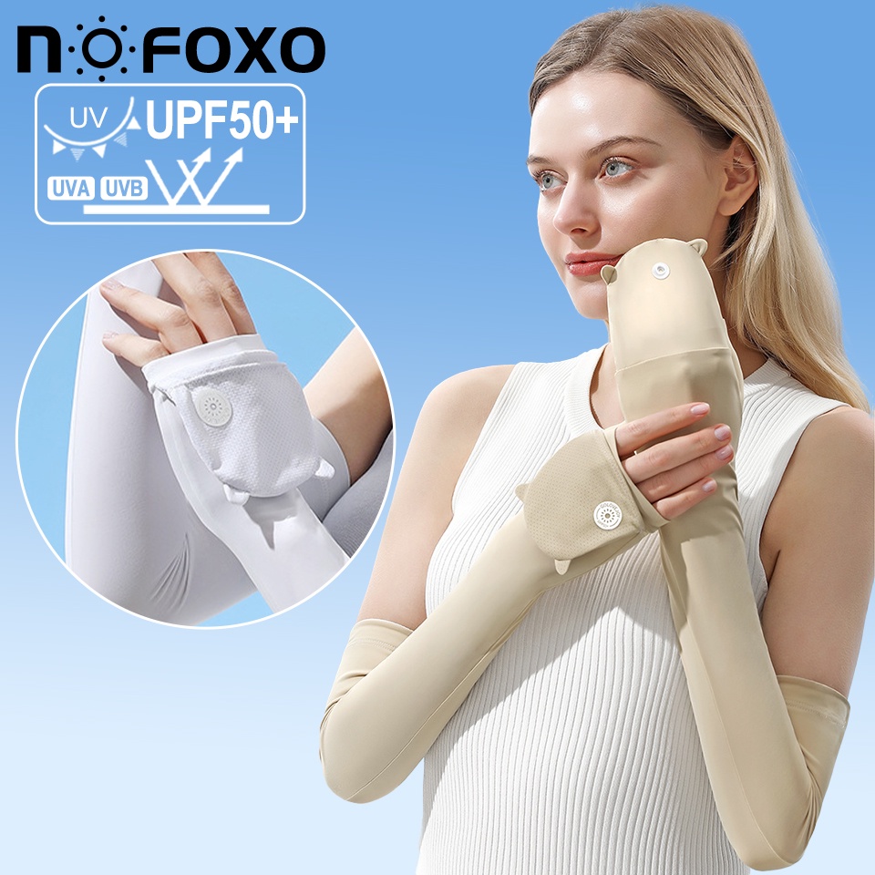 NOFOXO UPF50+ Găng Tay Chống Nắng Thoáng Khí Che Phủ Cánh Tay Có Thể Gập Lại Cho Nam Nữ Chơi Thể Thao Ngoài Trời Chống Nắng Tay Áo