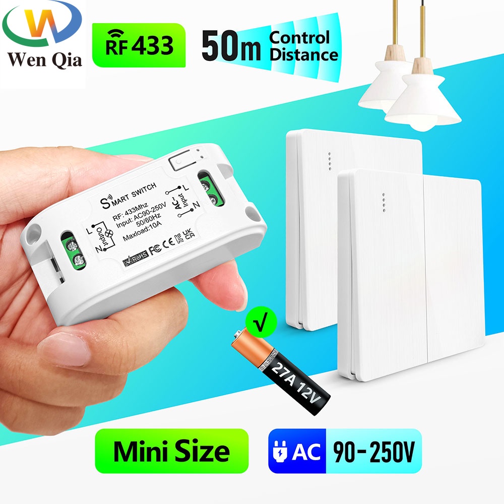 Công Tắc Đèn Không Dây WenQia 433MHz Rf AC 220V 10A