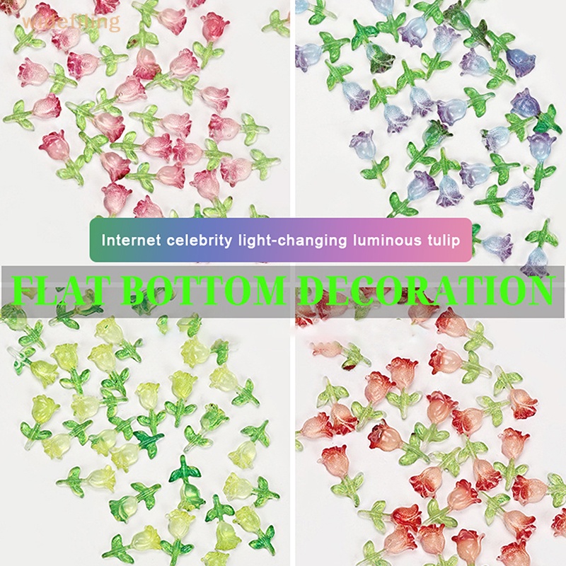 Bộ 30 Hạt Đính Trang Trí Móng Tay 3D DIY Hình Hoa Tulip Xinh Xắn