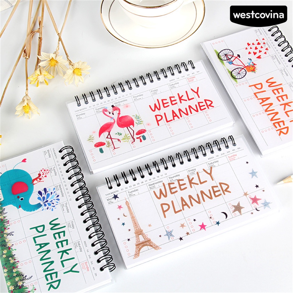 [WSTN]✎Set 50 Tờ Giấy PP Sắp Xếp Kế Hoạch Hàng Tuần Họa Tiết Hoạt Hình Bằng Kim Loại