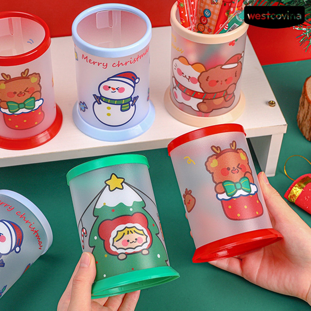 [WSTN]✎Túi Đựng Bút Đa Năng Sức Chứa Lớn Tiết Kiệm Không Gian Họa Tiết Giáng Sinh Hoạt Hình Dễ Thương