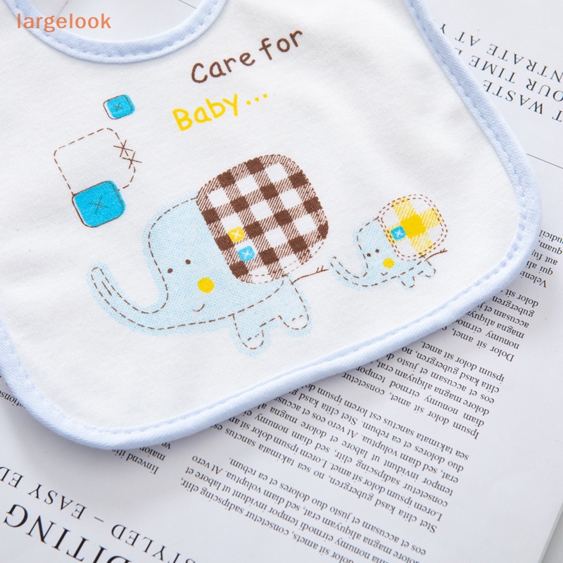 Yếm Ăn Cotton Hai Lớp Chống Thấm Nước Hình Voi Dễ Thương Cho Bé