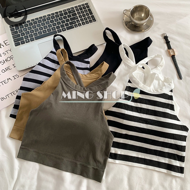 Áo Hai Dây Dệt Kim Kẻ Sọc Dáng Ôm Gợi Cảm Thời Trang Mùa Hè Cho Bạn Gái