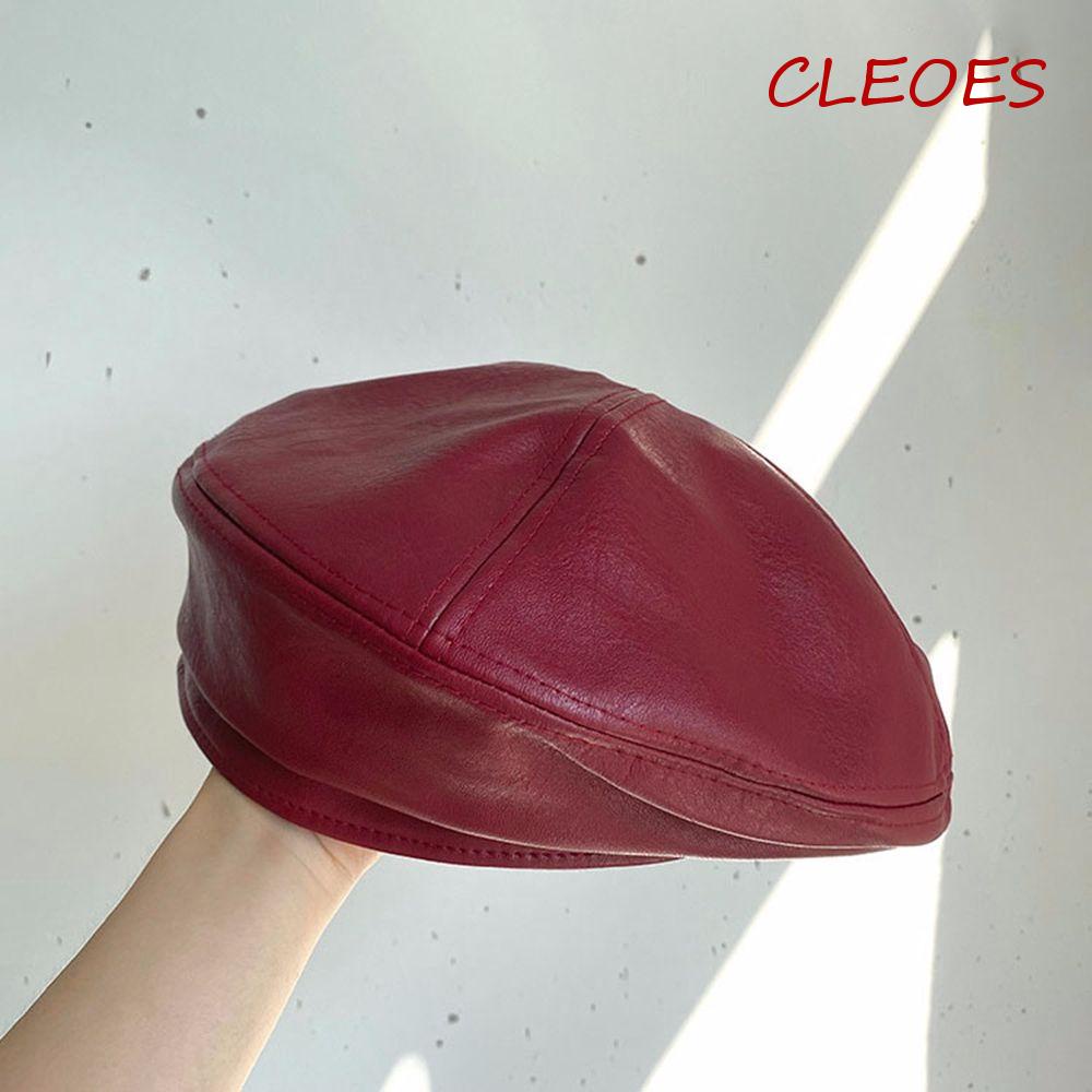 CLEOES Mũ Beret Da PU Thiết Kế Ngọt Ngào Dễ Phối Đồ Thời Trang Thu Đông Cho Nữ