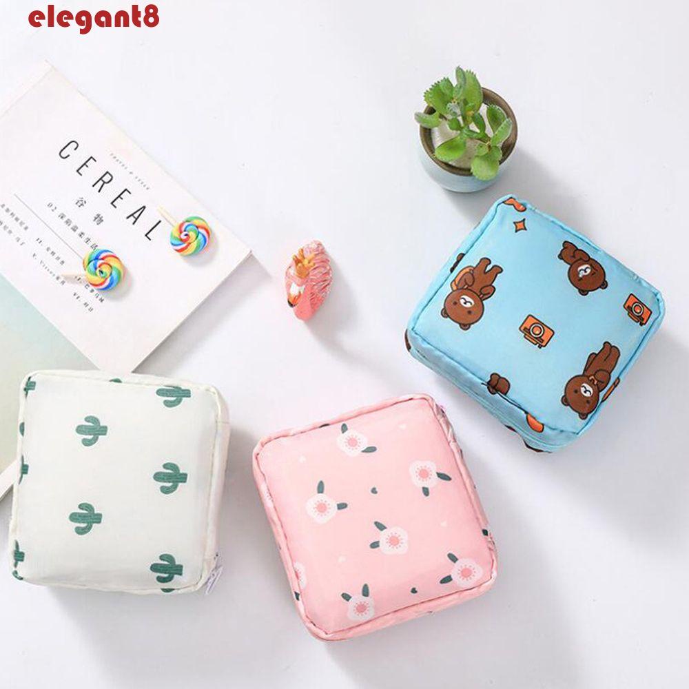 ELEGANT Ví Đựng Tiền Xu / Thẻ Họa Tiết Chim Hồng Hạc / Gấu Kiểu Hàn Quốc Tiện Dụng Mang Theo Du Lịch