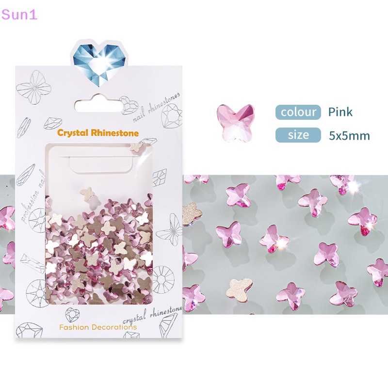 Set 1 &gt; 100 Hạt Cườm Kính 3D Hình Bướm Dùng Để Trang Trí Móng Nghệ Thuật DIY