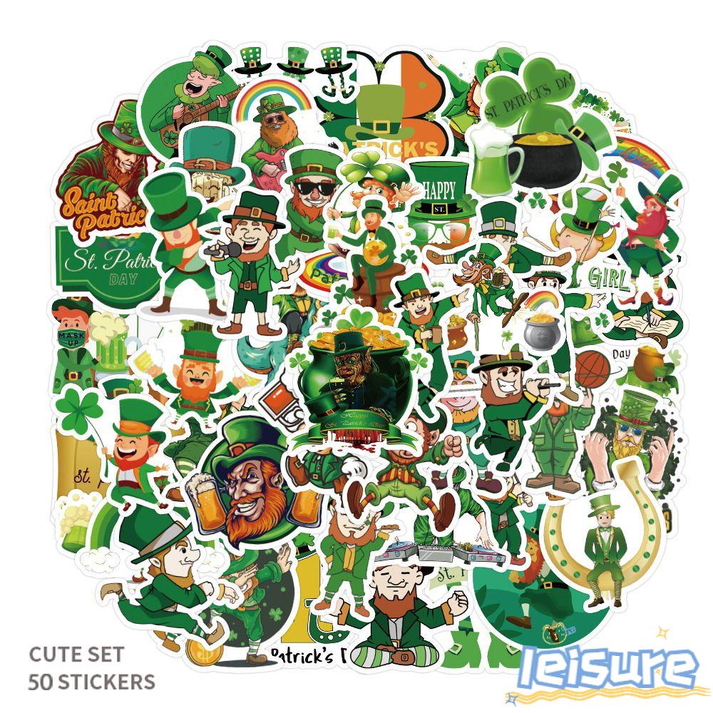 LEISURE Bộ 50 / 100 Sticker Trang Trí Xinh Xắn Chất Lượng Miếng Dán Trang Trí Ngày Lễ Hình Patrick