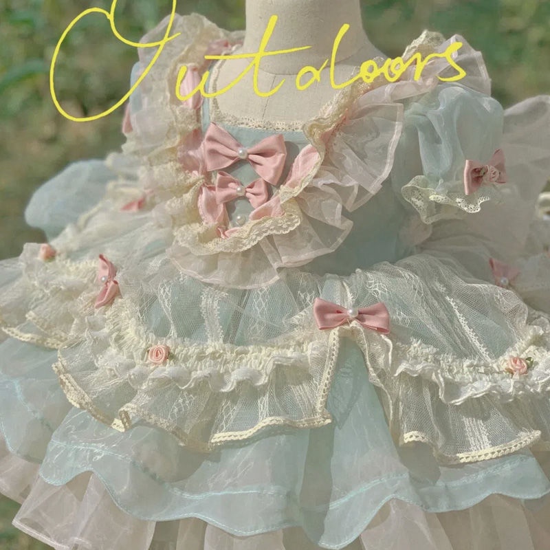 Đầm Công Chúa Lolita Phối Ren Phong Cách Phương Tây Cao Cấp Cho Bé Gái