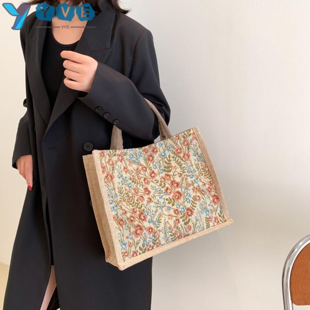 YVE Túi Đựng Hộp Cơm Trưa Hoạ Tiết Hoa Thiết Kế Đơn Giản Cho Phái Nữ