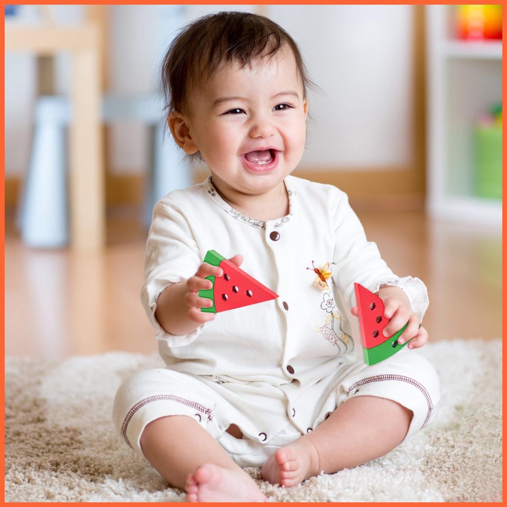 Đồ Chơi Xỏ Chỉ Hình Dưa Hấu Giáo Dục Sớm Cho Bé Montessori chunvn