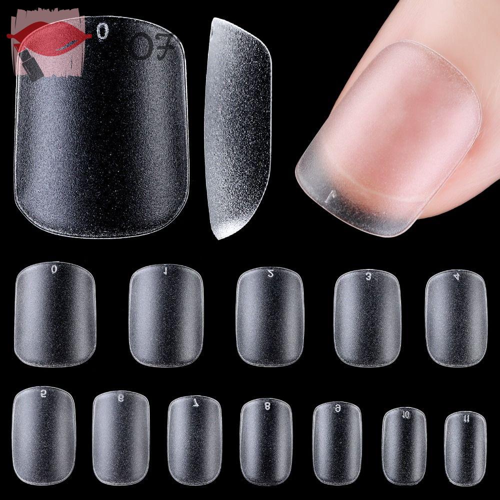 SOFTNESS Bộ Móng Tay Giả Trong Suốt Dạng Nhấn Che Phủ Toàn Diện Màu Lì Và Nửa Đầu Móng Tay DIY