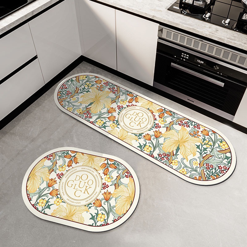 Thảm Chùi Chân Chống Trượt Họa Tiết Hoa Phong Cách Vintage
