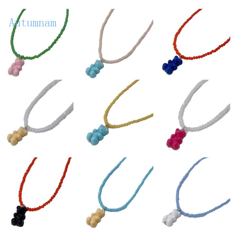 Vòng cổ Mặt Hình Gấu Dopamine Bằng Nhựa Resin Cho Nữ Tuổi Teen