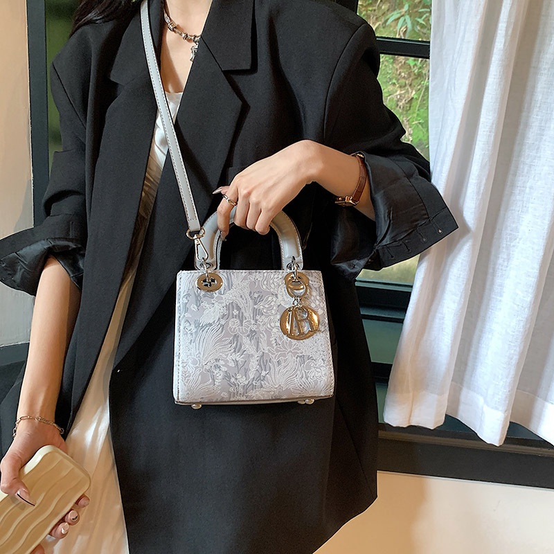 Túi Xách JASMIN NOIR Da PU Dáng Vuông Nhỏ In Họa Tiết Hoa Thời Trang Cho Nữ