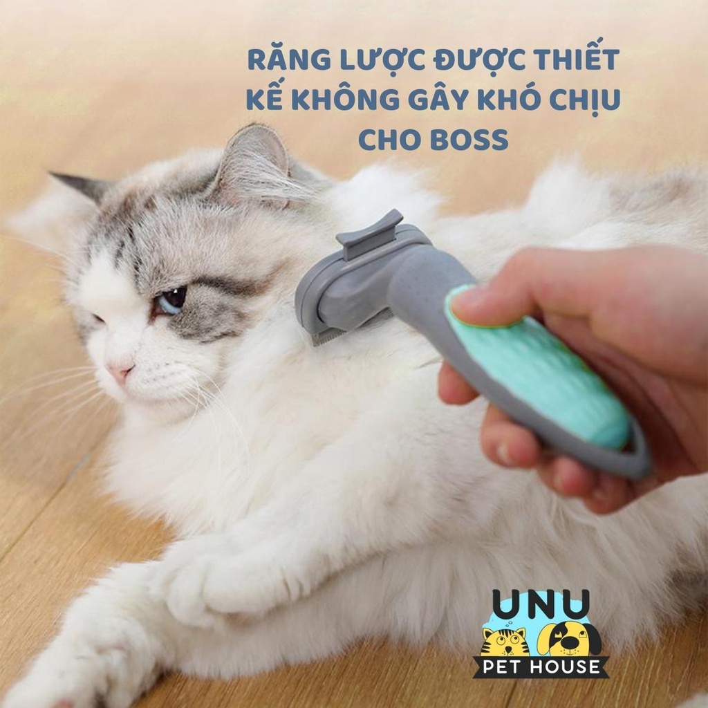 Lược chải lông chó mèo thiết kế bồ cào có nút gạt lông, thích hợp chải lông cho chó mèo lông ngắn và dày – UNU Pet House