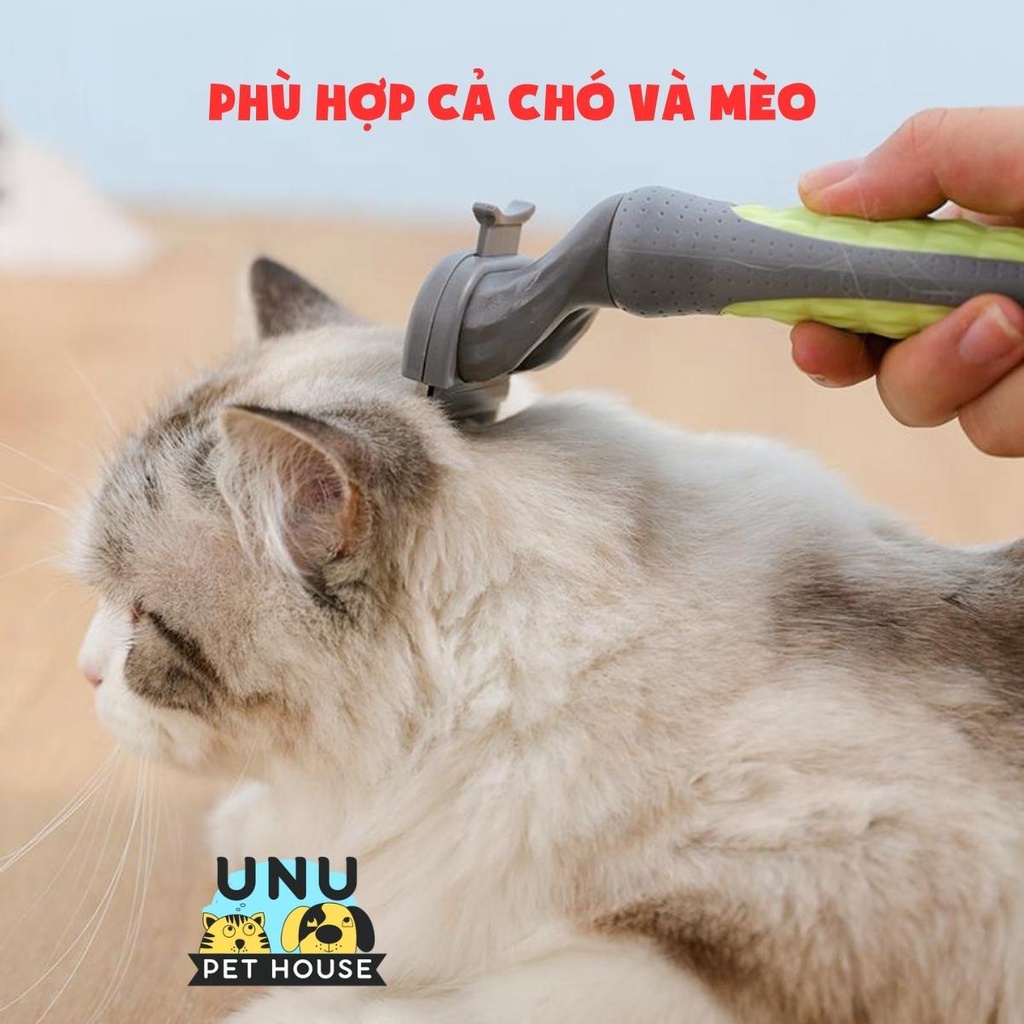 Lược chải lông chó mèo thiết kế bồ cào có nút gạt lông, thích hợp chải lông cho chó mèo lông ngắn và dày – UNU Pet House