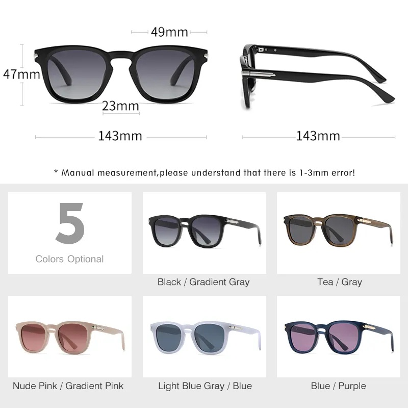 Kính Mát Phân Cực Mặt Vuông Thời Trang 2023 TR90 Cho Nữ