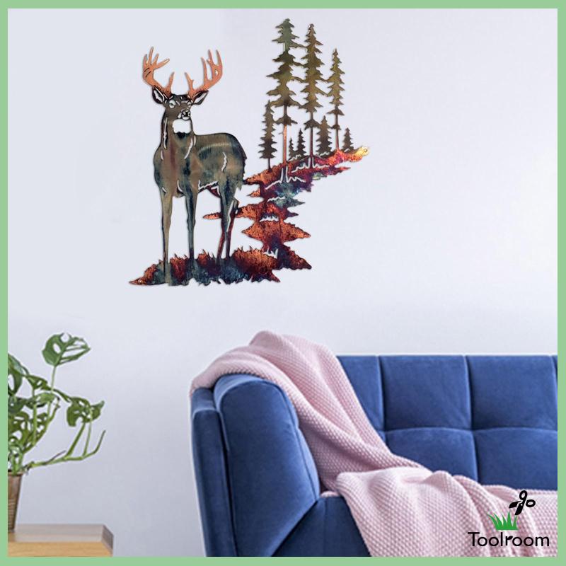 Tranh Treo Tường Trang Trí Nội Thất Hình Nai Bằng Kim Loại