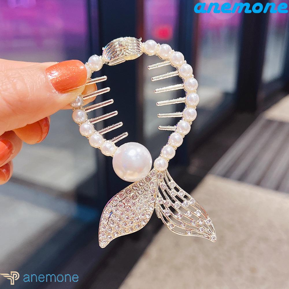 ANEMONE Kẹp Tóc Kim Loại Đính Đá Lấp Lánh Phong Cách Hàn Quốc