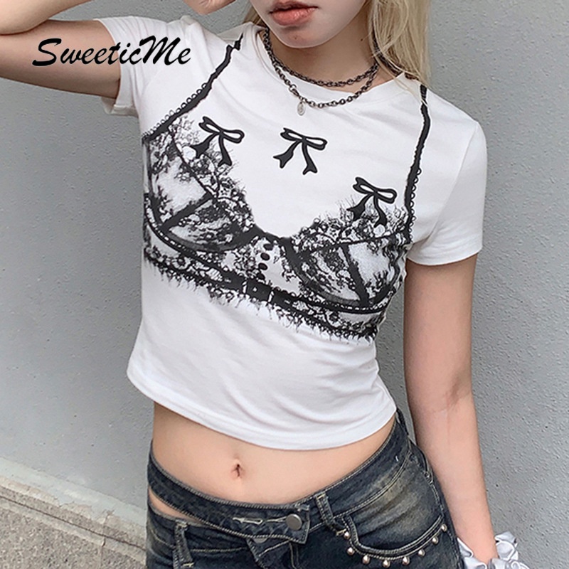 Áo Thun Tay Ngắn Cổ Tròn In Hình Thời Trang 2023 Dành Cho Nữ