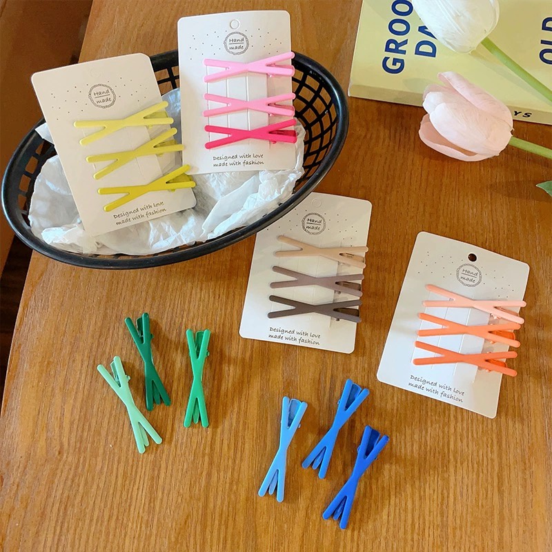 Kẹp Tóc Mái Ngang Màu Kẹo Đơn Giản Phong Cách Mới Cho Nữ